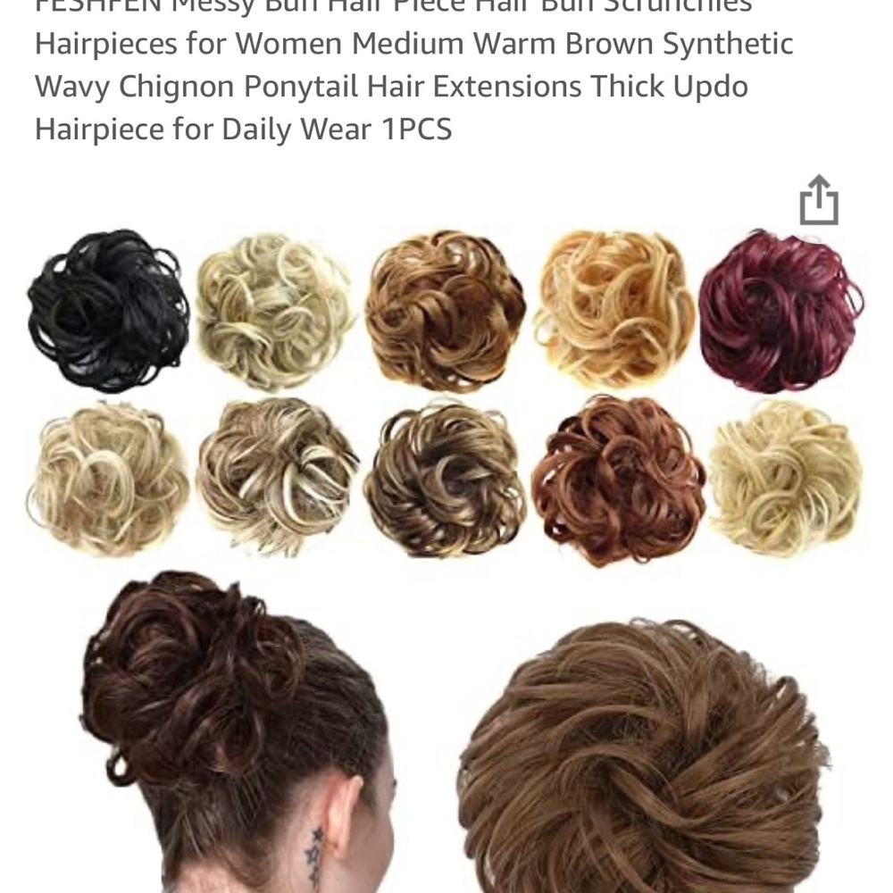 NEW Feshfen Messy Hair Bun In Medium Warm Brown